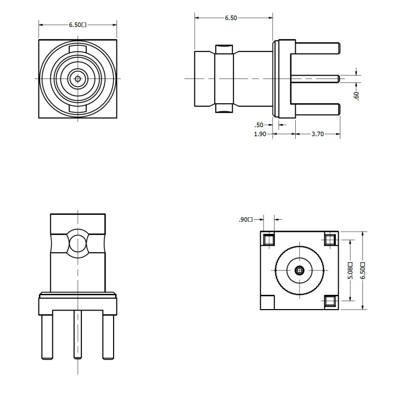CSX140ZZR2 Top Entry 3 Pin Short Body Micro BNC Connector
